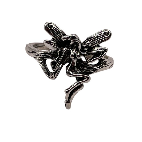 Jewelry - Fairly Pixie Silver Tone Erotic Fashion Ring Size 7.5 Textured Mythological‎ NEW